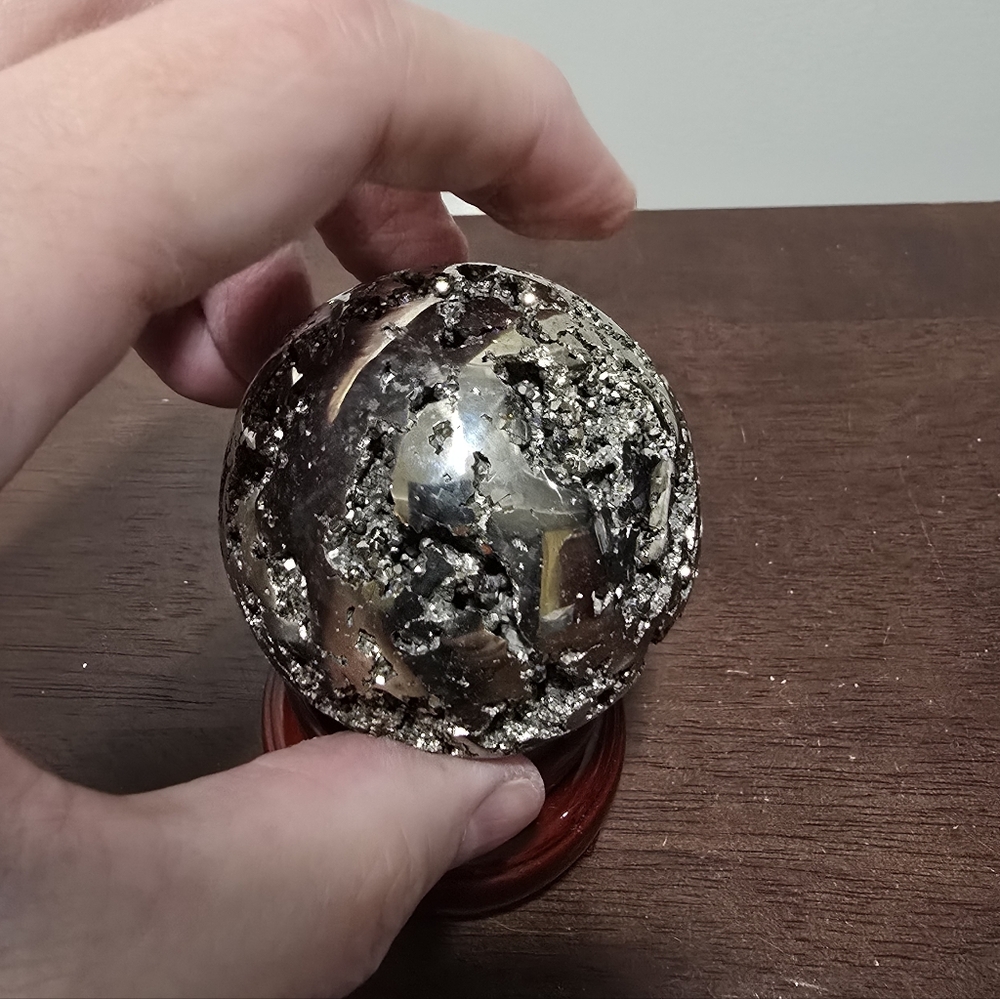 Pyrite Crystal Sphere #Q 57 mm - Picture 7 of 9